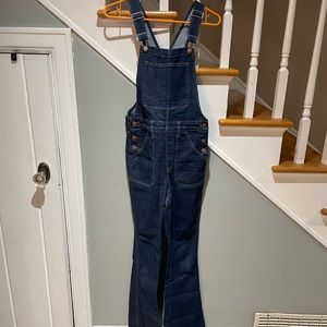 Madewell Dark Wash High Waist Loose Flare Denim Overalls